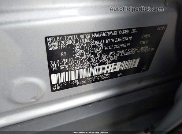 2T3C1RFV1MC137968 2021 TOYOTA RAV4 Silver Widok komory silnika