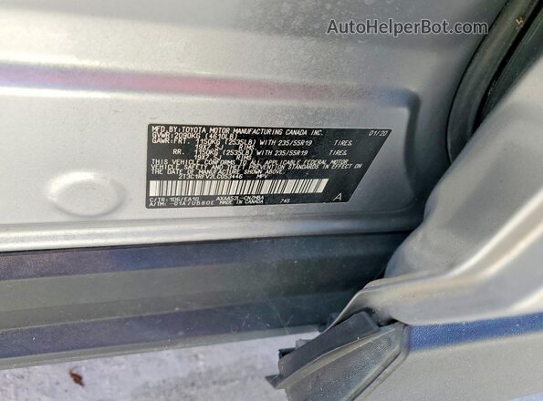2T3C1RFV2LC053446 2020 TOYOTA RAV4 Silver Widok naklejki z numerem VIN
