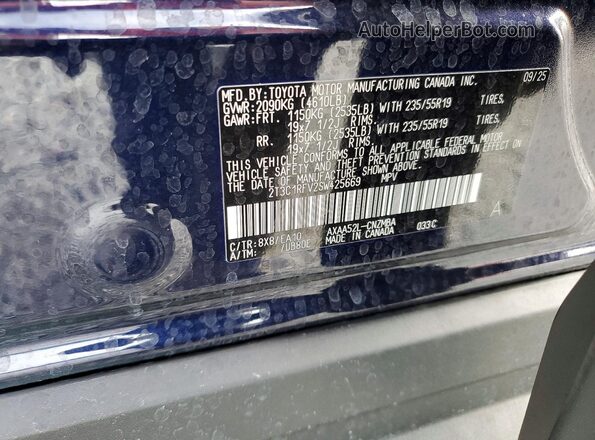 2T3C1RFV2SW425669 2025 TOYOTA RAV4 Blue სალონის 360-გრადუსიანი ხედი