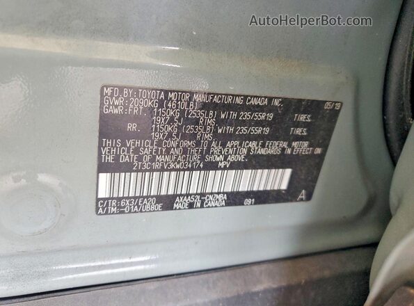 2T3C1RFV3KW034174 2019 TOYOTA RAV4 Gray Вид підкапотного простору