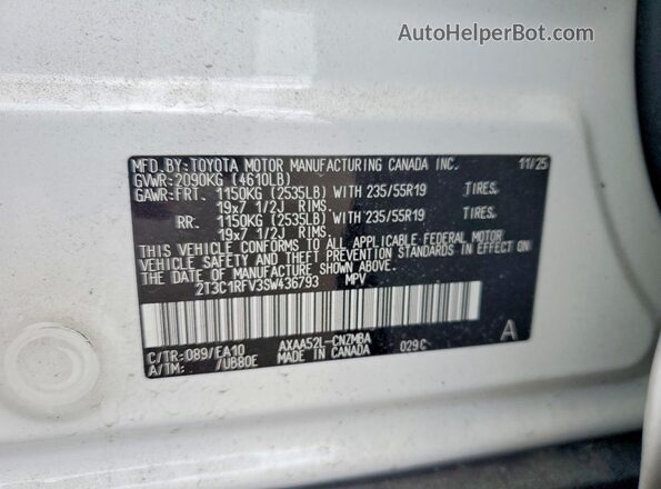 2T3C1RFV3SW436793 2025 TOYOTA RAV4 White Engine compartment view
