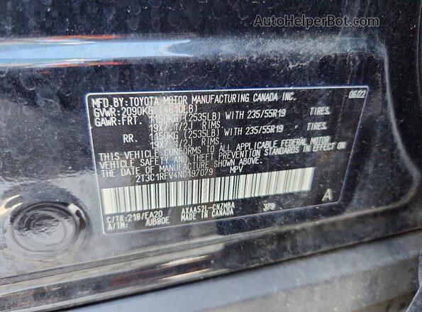 2T3C1RFV4NC197079 2022 TOYOTA RAV4 Black Engine compartment view