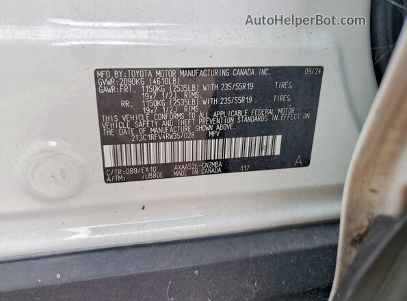 2T3C1RFV4RW357028 2024 TOYOTA RAV4 White Widok komory silnika