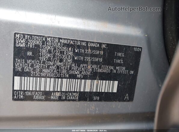 2T3C1RFV6RC301514 2024 TOYOTA RAV4 Silver Widok komory silnika