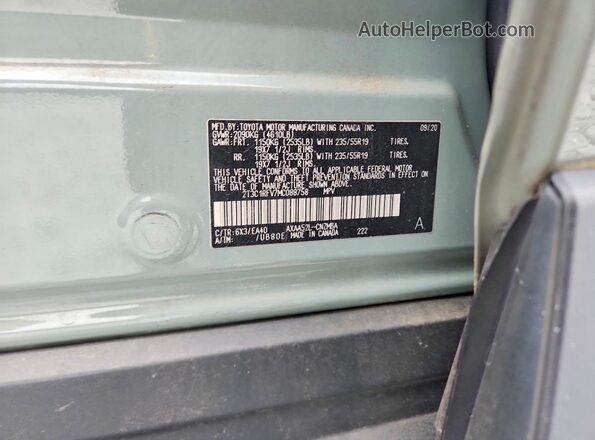 2T3C1RFV7MC088758 2021 TOYOTA RAV4 Green VIN sticker view