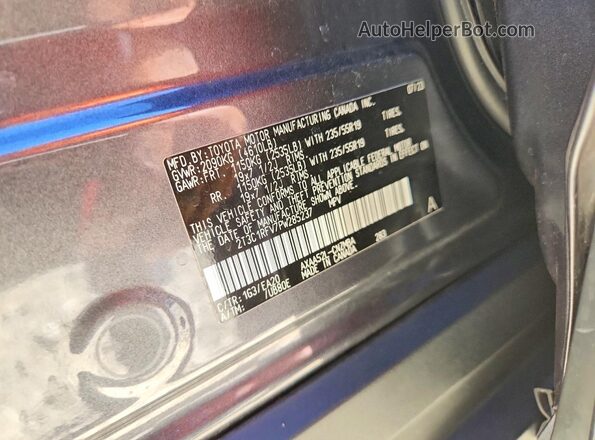 2T3C1RFV7PW285237 2023 TOYOTA RAV4 Серый Вид наклейки с VIN-кодом