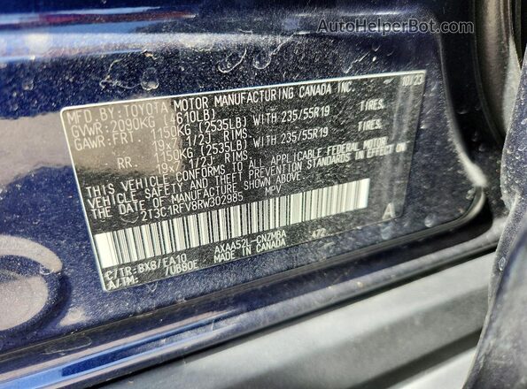 2T3C1RFV8RW302985 2024 TOYOTA RAV4 Blue Engine compartment view