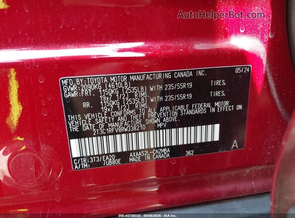 2T3C1RFV8RW338210 2024 TOYOTA RAV4 Red Widok komory silnika