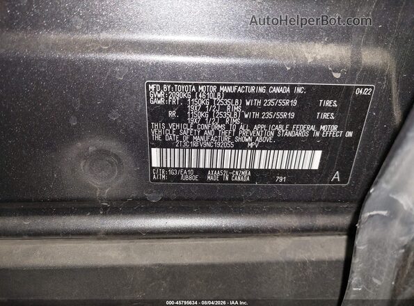 2T3C1RFV9NC192055 2022 TOYOTA RAV4 Серый Вид подкапотного пространства