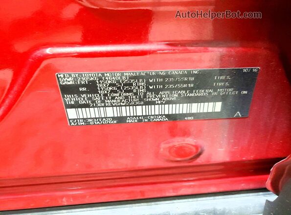 2T3DFREV6HW558368 2017 TOYOTA RAV4 Red VIN կոդի պիտակի տեսք