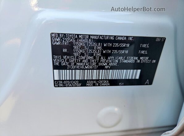 2T3DFREV8JW696127 2018 TOYOTA RAV4 White Շարժիչի բաժամունքի տեսք