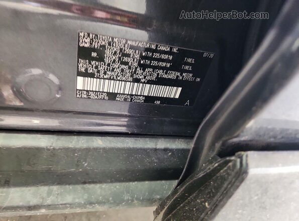 2T3EWRFV1LW096586 2020 TOYOTA RAV4 Gray VIN sticker view