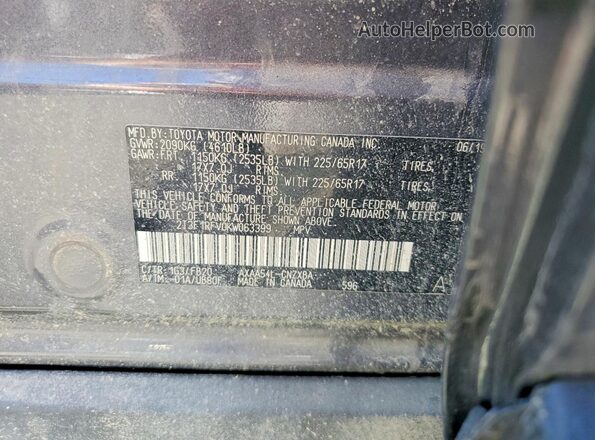 2T3F1RFV0KW063399 2019 TOYOTA RAV4 Gray Vista de la etiqueta del VIN