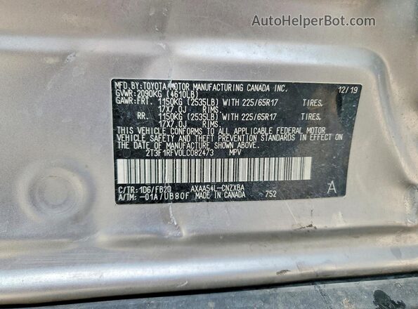 2T3F1RFV0LC082473 2020 TOYOTA RAV4 Silver VIN sticker view