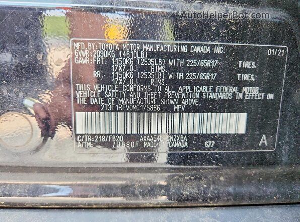 2T3F1RFV0MC175866 2021 TOYOTA RAV4 Black VIN sticker view