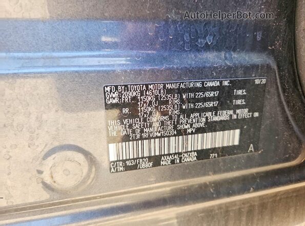 2T3F1RFV0MW150304 2021 TOYOTA RAV4 Gray VIN კოდის სტიკერის ხედი