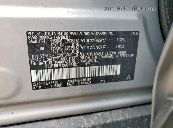 2T3F1RFV1SW515182 2025 TOYOTA RAV4 Silver VIN sticker view