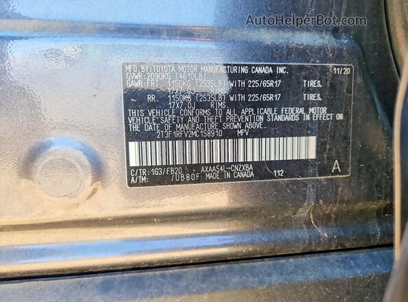 2T3F1RFV2MC158910 2021 TOYOTA RAV4 Gray VIN sticker view