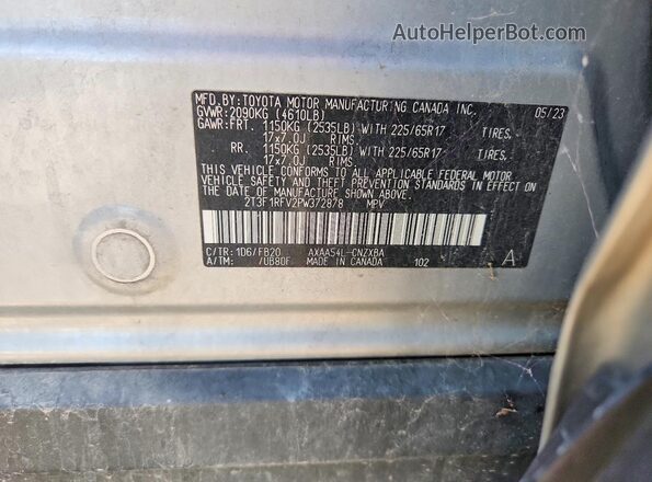 2T3F1RFV2PW372878 2023 TOYOTA RAV4 Silver VIN კოდის სტიკერის ხედი