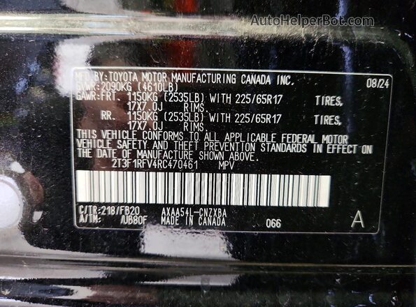2T3F1RFV4RC470461 2024 TOYOTA RAV4 Черный Панорамный вид салона 360°