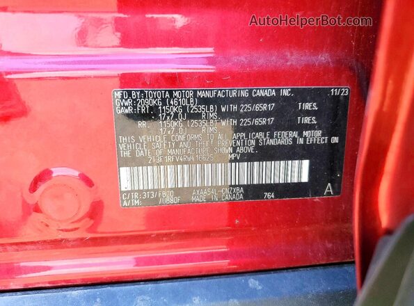 2T3F1RFV4RW416625 2024 TOYOTA RAV4 Red 360 interior view