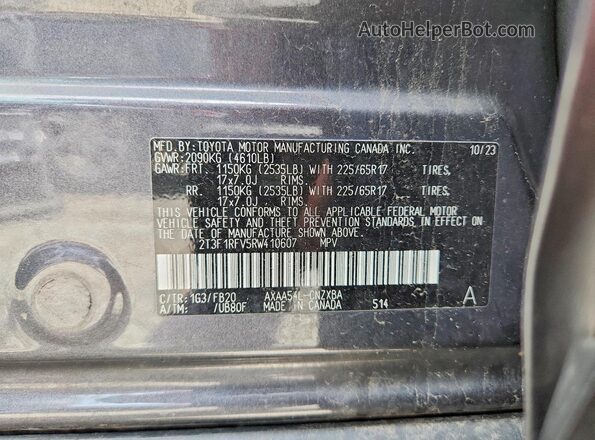 2T3F1RFV5RW410607 2024 TOYOTA RAV4 Gray VIN sticker view