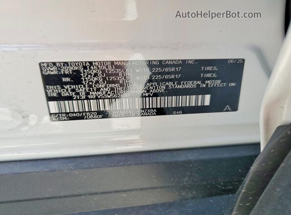 2T3F1RFV5SW562697 2025 TOYOTA RAV4 Белый Вид наклейки с VIN-кодом
