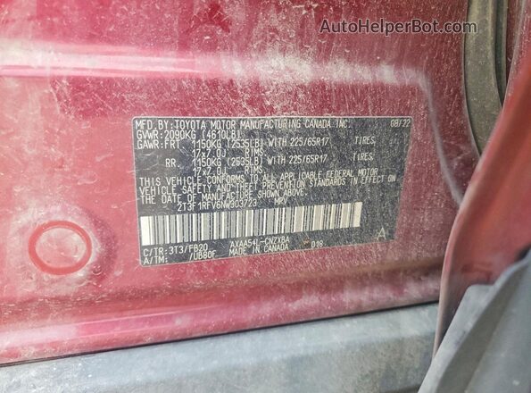 2T3F1RFV6NW303723 2022 TOYOTA RAV4 Red Engine compartment view