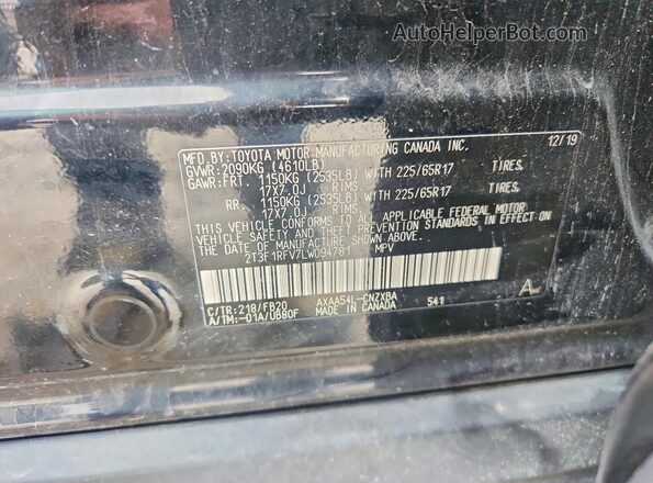 2T3F1RFV7LW094781 2020 TOYOTA RAV4 Black Widok naklejki z numerem VIN
