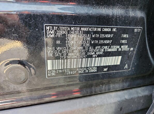 2T3F1RFV8MC239247 2021 TOYOTA RAV4 Black VIN კოდის სტიკერის ხედი