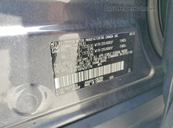 2T3F1RFV8PW397316 2023 TOYOTA RAV4 Gray 360 interior view
