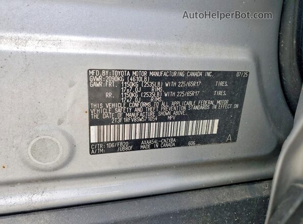 2T3F1RFV8SW571054 2025 TOYOTA RAV4 Silver VIN sticker view