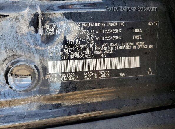 2T3F1RFV9KW070223 2019 TOYOTA RAV4 Black Սալոնի 360 աստիճան տեսք
