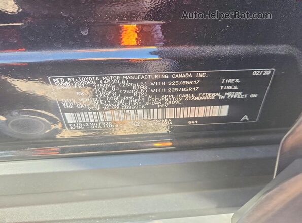 2T3F1RFV9LC096906 2020 TOYOTA RAV4 Black Вид наклейки з VIN-кодом
