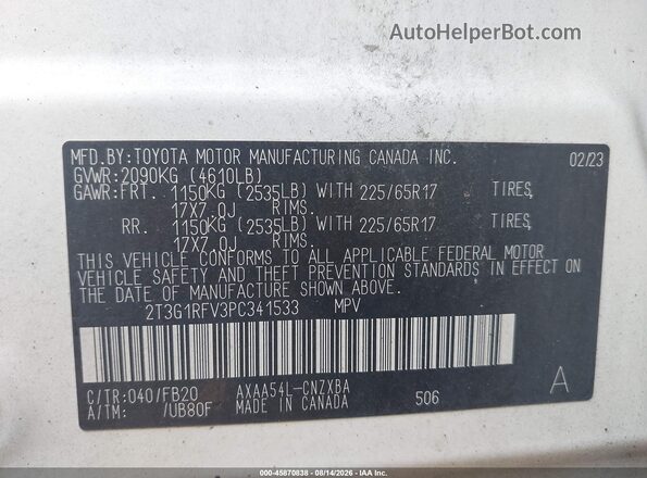2T3G1RFV3PC341533 2023 TOYOTA RAV4 White ძრავის განყოფილების ხედი
