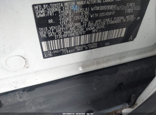 2T3G1RFV4MC157617 2021 TOYOTA RAV4 White Engine compartment view
