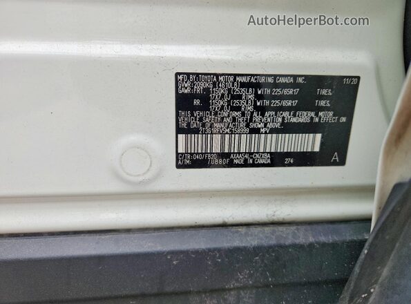 2T3G1RFV5MC158999 2021 TOYOTA RAV4 White Engine compartment view