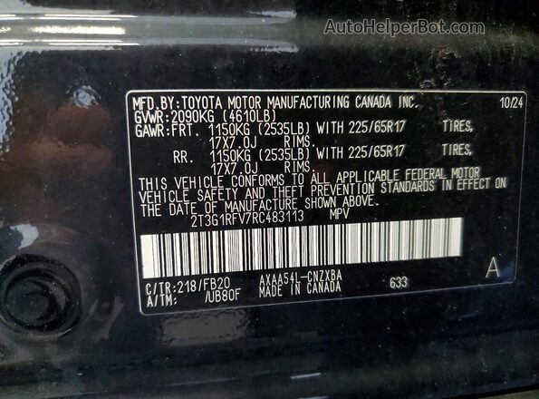 2T3G1RFV7RC483113 2024 TOYOTA RAV4 Black Սալոնի 360 աստիճան տեսք