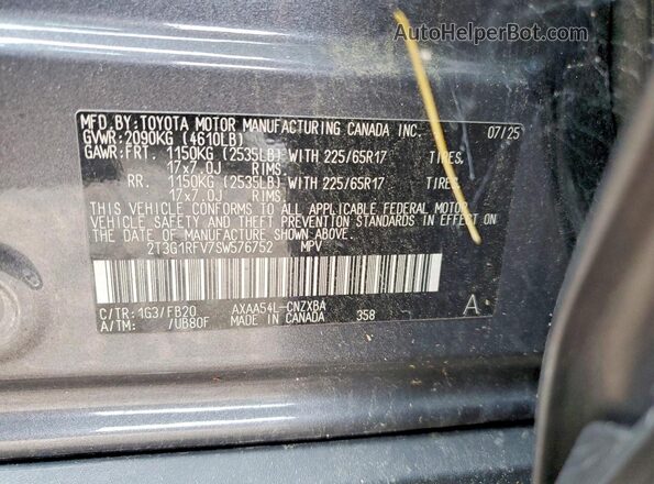 2T3G1RFV7SW576752 2025 TOYOTA RAV4 Charcoal Vista del compartimento del motor