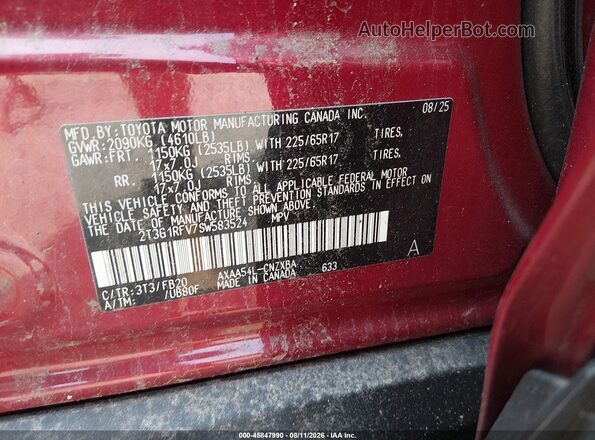 2T3G1RFV7SW583524 2025 TOYOTA RAV4 Maroon Engine compartment view