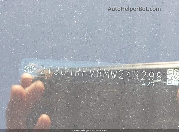 2T3G1RFV8MW243298 2021 TOYOTA RAV4 Burgundy ძრავის განყოფილების ხედი