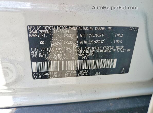 2T3G1RFV9SW576882 2025 TOYOTA RAV4 White VIN sticker view