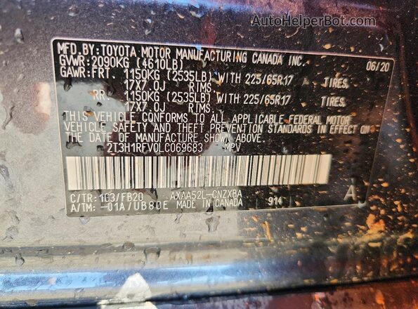 2T3H1RFV0LC069683 2020 TOYOTA RAV4 Gray Вид підкапотного простору