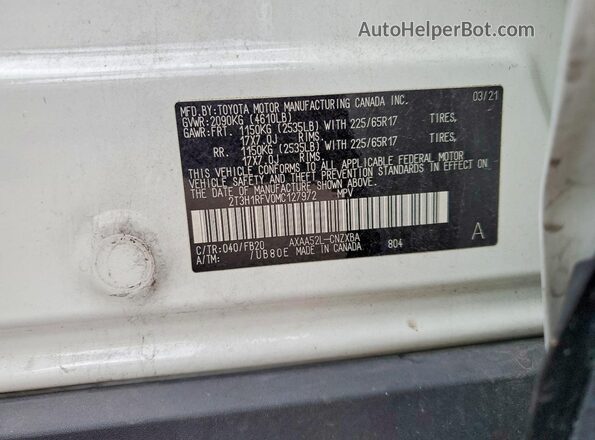 2T3H1RFV0MC127972 2021 TOYOTA RAV4 White Widok komory silnika