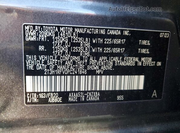 2T3H1RFV0PC241846 2023 TOYOTA RAV4 Gray Սալոնի 360 աստիճան տեսք