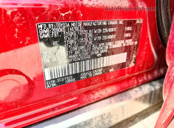 2T3H1RFV0SW391446 2025 TOYOTA RAV4 Red Вид підкапотного простору