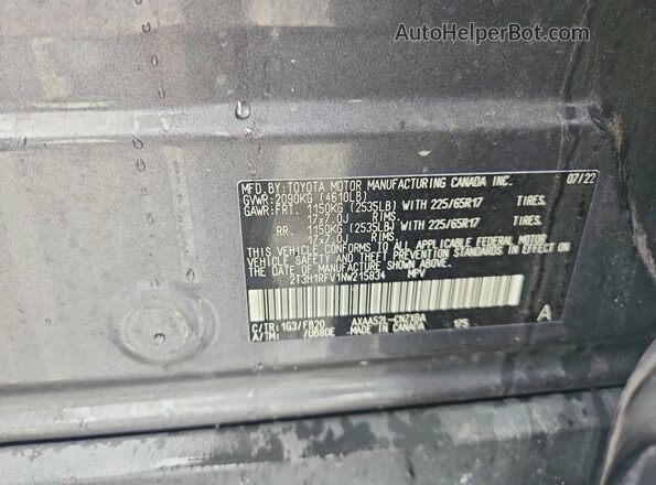 2T3H1RFV1NW215834 2022 TOYOTA RAV4 Gray Vista del compartimento del motor