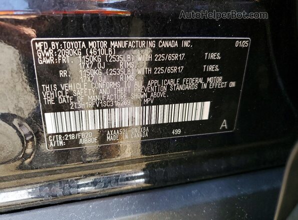 2T3H1RFV1SC316269 2025 TOYOTA RAV4 Black სალონის 360-გრადუსიანი ხედი