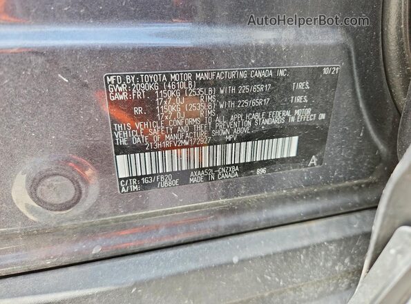 2T3H1RFV2MW172927 2021 TOYOTA RAV4 Charcoal Widok komory silnika