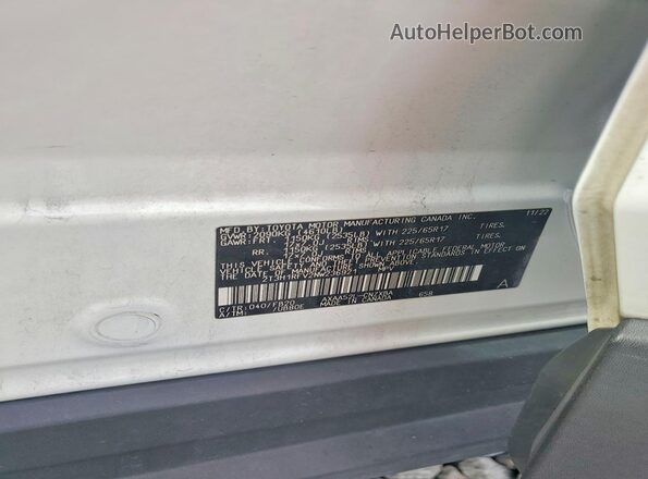 2T3H1RFV2NW236921 2022 TOYOTA RAV4 White Вид наклейки з VIN-кодом